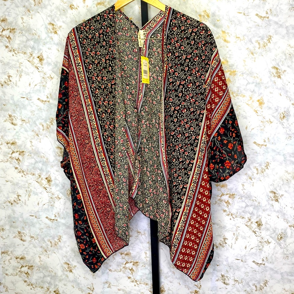 Cherry Lane V Back Kimono Poncho Size 8 Floral
